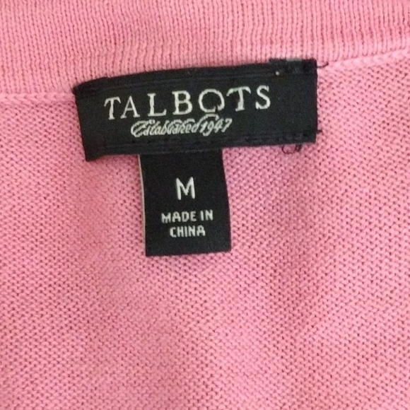 Talbots size M pink ruffle front cardigan sweater - Picture 5 of 6